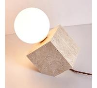 QYYZTQY Mid Century Table Lamp Small Natural Stone Marble Table Lamp Vintage Milk Glass Bedside Lamp Industrial Nightstand Lamp for Desk Living Room Bedroom Office Entryway Decor