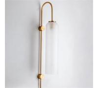 QYYZTQY Mid Century Wall Smoke Gray Glass Gold Long Arm Nordic Farmhouse Industrial Wall Light for Bedroom Bedside Living Room Hallway Dining Room Wall Mounted Lamp with E26/ Base(Clear)
