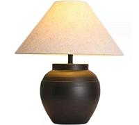 QYYZTQY Minimalism Ceramic Table Lamp Vintage Japanese Style Table Lamp Bedside Lamp Bedroom Living Room with Fabric Shade E27*1 for Hotel Café Decorative 42 * 52cm