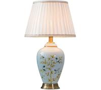 QYYZTQY Minimalist Ceramic Table Lamp Hand Painted Flower and Bird Fabric Bedside Nightstand Lamp for Farmhouse Bedroom Study Bedside Lamp Table Desk Lamps