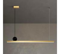 QYYZTQY Minimalist LED Chandelier Brass Linear Pendant Lights Kitchen Island Lighting Fixture Long Strip Hanging Ceiling Lamps, Dining Table Lamp Living Room Office Chandeliers
