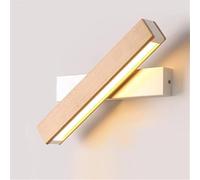 QYYZTQY Minimalist Style Wall Lamp, Wooden Bedside Wall, 360° Rotatable LED Wall Light Base for Bedroom Living Room Hallway Porch(White,21cm)