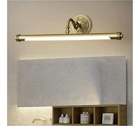 QYYZTQY Mirror Light Mirror Front Lights Golden Copper Hotel Shopping Mall Bathroom Dressing Table Makeup Anti-Fog Led Lamp Mirror Lamp Bedside Decor Wall Lamp (56CM, Warm Light)
