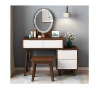 QYYZTQY Mirror Lights, Wooden Vanity and Stool with 4 Drawers, Dressing Table Set for Bedroom Desk