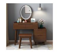 QYYZTQY Mirror Lights, Wooden Vanity and Stool with 4 Drawers, Dressing Table Set for Bedroom Desk