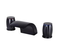 QYYZTQY Mixer Sink Faucets Waterfall Basin Faucet Double Handle 3 Hole Bathroom Faucet-Black
