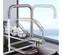 QYYZTQY Mixer Tap Folding Inside Window Stainless Steel Brushed Swivel Hot and Cold Sink Kitchen Faucet