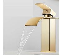 QYYZTQY Mixer Tap Waterfall Sink taps Brass Hot and Cold Under Counter washbasin Basin Faucet Single Hole Bathroom Faucet-Golden(Gold)