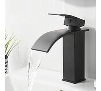QYYZTQY Mixer Tap Waterfall Sink taps Brass Hot and Cold Under Counter washbasin Basin Faucet Single Hole Bathroom Faucet-Golden(Black)