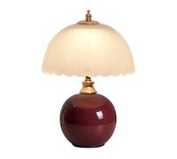 QYYZTQY Mushroom Lamp Globe Ceramic Table Lamp Nordic Desktop Nightstand Lamp Accent Lamp with Dome Glass Shade Mushroom Desk Lights for Bedroom Living Room Restaurant Dining Room