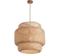 QYYZTQY Natural Wicker Chandelier Beige Rattan Basket Lamp Shade Boho Style Multi-Layer Handmade Cage Pendant Light - Hollow Woven Ceiling Hanging Lamp,Indoor