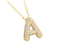 QYYZTQY Necklace For Women and Girls, Chunky Clear Crystal Initial Necklaces Letter Necklace A B C D E F G H I Letter Pendant Necklace, Letter Initial Necklace For Men