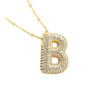 QYYZTQY Necklace For Women and Girls, Chunky Clear Crystal Initial Necklaces Letter Necklace A B C D E F G H I Letter Pendant Necklace, Letter Initial Necklace For Men