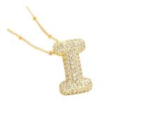 QYYZTQY Necklace For Women and Girls, Chunky Clear Crystal Initial Necklaces Letter Necklace A B C D E F G H I Letter Pendant Necklace, Letter Initial Necklace For Men