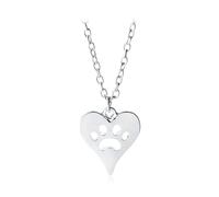 QYYZTQY Necklace For Women and Men, 925 Sterling Silver Hollow Pet s Necklaces Dog Cat Lover Pet Heart Puppy Memorial Charm Necklace Animal Lover, Paw Necklace