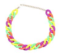QYYZTQY Necklace For Women and Men, Fluorescent Color Chain Necklace Bohemian Vintage Thick Chain Choker Beach, Jewelry For Glow Party, Necklaces For Glow Party, Necklaces