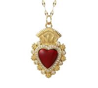 QYYZTQY Necklace For Women, Cute Heart Pendant Necklace Red Love Dijes Long Chain, Chunky Heart Necklace, Heart Necklace, Olivia Necklace, Heart Necklace Red, Gold Red Heart