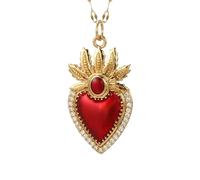QYYZTQY Necklace For Women, Cute Heart Pendant Necklace Red Love Dijes Long Chain, Chunky Heart Necklace, Heart Necklace, Olivia Necklace, Heart Necklace Red, Gold Red Heart