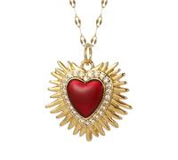 QYYZTQY Necklace For Women, Cute Heart Pendant Necklace Red Love Dijes Long Chain, Chunky Heart Necklace, Heart Necklace, Olivia Necklace, Heart Necklace Red, Gold Red Heart