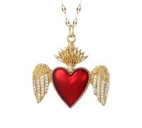 QYYZTQY Necklace For Women, Cute Heart Pendant Necklace Red Love Dijes Long Chain, Chunky Heart Necklace, Heart Necklace, Olivia Necklace, Heart Necklace Red, Gold Red Heart