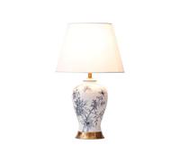 QYYZTQY New Chinese Style Celadon Porcelain Fabric Desk Lamp Classical Luxury Living Room Bedroom Bedside Desk Light Sofa Study Room Decoration Table Lamp Hotel Front Desk Showcase Lighting Fixture