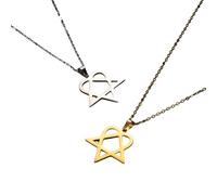 QYYZTQY New For Trendy 2025 Heartagram Star Pendant Necklace Stainless Steel Heart Pentagonal Chain Necklace For Women Couple Jewelry Wedding Gift Jewelry Fashion Accessories Creative Gift