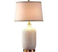 QYYZTQY Nightstand Lamp American Retro Ceramic Table Lamp Living Room Bedroom Nightstand Bedside Lamp Fabric Shade Decor Desk Light Farmhouse Coastal Lamps (Remote Control Switch)