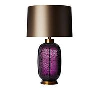 QYYZTQY Nightstand Lamp Bubble Texture Glazed Table Lamp Bedroom Bedside Lamp Luxury Hotel Living Room Lobby Post- Lighting with Fabric Shade Bedside Lamps (Color : Purple, Size : 68cm) (Purple 58c
