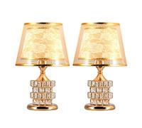 QYYZTQY Nightstand Lamp Home Table Lamp Crystal Table Lamp 16 Inches Glass Crystal Lamp Post and Double Lampshade Double Set of 2 Bedside Lamps (Color : B) (B)