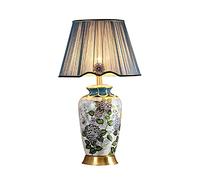 QYYZTQY Nightstand Lamp Retro Table Lamps Ceramics Bedside Table Lamps with Fabric Lampshade and Copper Base Colored Flowers Nightstand Lamps for Home Office Cafe Bedside Lamps