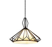 QYYZTQY Nordic Black Frame Hanging Lamp Industrial Style Iron Diamond Chandelier PVC Shade Pendant Light Adjustable Height for Bedroom Living Room Kitchen Balcony