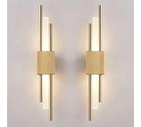 QYYZTQY Nordic Gold LED Wall Light Linear Black Wall Mounted Lamp Set of 2 Indoor Strip Lighting for Bedside Living Room Bedroom Bathroom Hallway Wall (Gold)