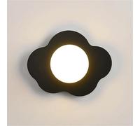 QYYZTQY Nordic Indoor, Mid Century Mount Lamp, Round White Glass Shade Wall Light with E26/27 Base for Bedroom Bedside Kitchen Farmhouse Hallway(Black)