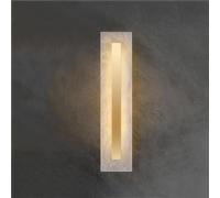 QYYZTQY Nordic LED Alabaster White Marble Light Mid Century Golden Brushed Brass Vanity Lighting for Bathroom Living Room Aisle Entryway Hallway Wall Lamp(30cm)