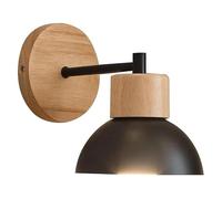 QYYZTQY Nordic Mid Century Bedside Lamp Solid Wood Metal Wall Lighting Fixture with E26/27 Base for Bedroom Living Hallway Dining Room Balcony(Black)