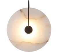 QYYZTQY Nordic Natural Marble Mounted Lamp Metal Base Round LED Light for Living Room Bedroom Hallway Bathroom Kitchen Wall (Black,25cm)