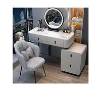 QYYZTQY Nordic Vanity Set with Retractable Storage Cabinet Chair for Women and Girls Multifunctional Bedroom Dressing Table,D,100cm/39.3in