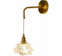 QYYZTQY Nordic Vintage Rose Glass Gold E26/ Base Mounted Lamp Elegant Flower Indoor Lighting for Living Room Bedroom Hallway Wall Light(Clear)