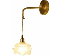QYYZTQY Nordic Vintage Rose Glass Gold E26/ Base Mounted Lamp Elegant Flower Indoor Lighting for Living Room Bedroom Hallway Wall Light(White)