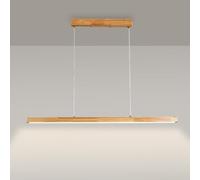 QYYZTQY Nordic Wood Pendant Light LED Linear Chandelier Dimmable Hanging Lamp with Remote Control Minimalist Long Strip Chandeliers for Dining Room Kitchen Island Office Lighting