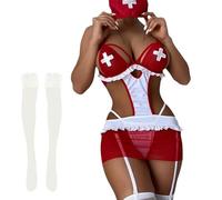 QYYZTQY Nurse Costume Naughty Outfits Women Halloween Lingerie Set with Garter Belt Fancy Nurse Roleplay Dress