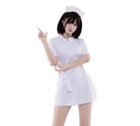QYYZTQY Nurse Costume Outfit for Women Lingerie Dress Uniform Naughty Seductive Roleplay Cosplay Babydoll Perfect for Halloween Party Skirt Hat Headpiece Bodysuit Set with Headband White