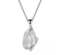 QYYZTQY Ocean Conch White Blue Fire Opal Stone Pendant Necklaces for Women Jewelry Chain Necklace Gift Made in China