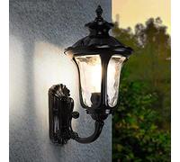 QYYZTQY Outdoor Antique Classic Lantern Wall Garden Retro Black Outdoor Waterproof Porch Wall Lamp with Hammering Glass Lights Aluminum for Garden Garage Front Door