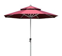 QYYZTQY Outdoor Beach Patio Market Table Umbrella, 2.7m/9ft Large Vented Double Top Canopy Parasol, with Aluminum Ribs & Pole, Crank Lift System