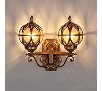 QYYZTQY Outdoor Double Heads Traditional Spherical Wall Lamp European Waterproof Wall Lighting Fixture Wall for Front Door Backyard Patio E27 Home Decor Wall Lamp (Color : Bronze)