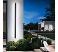 QYYZTQY Outdoor Garden Dimmable with Remote Control Mounted Black Outside Indoor Long Strips Wall Lamp IP65 Waterproof Exterior Bar Fixture Hallway (150CM,White Light)