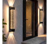 QYYZTQY Outdoor Light Crystal Lamp Up Down IP65 Waterproof Wall Outdoor/Indoor Aluminium Long for Terrace Porch Balcony (White Light,80cm)