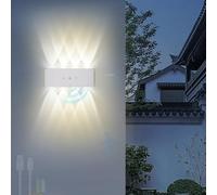 QYYZTQY Outdoor Light with Motion Sensor Lamp Up Down IP65 Waterproof USB Rechargeable Wall Touch Control 2700K/4500K/6500K for Balcony Garden Terrace (Black,6 Heads)