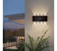 QYYZTQY Outdoor Light with Motion Sensor Lamp Up Down IP65 Waterproof USB Rechargeable Wall Touch Control 2700K/4500K/6500K for Balcony Garden Terrace (Black,6 Heads)